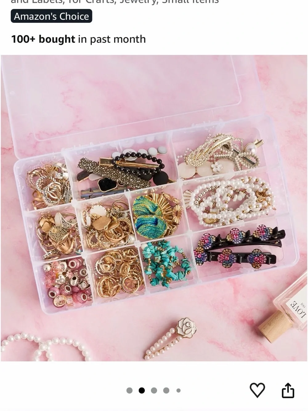 Clear 15-Compartment Plastic Organizer Box with Adjustable Dividers